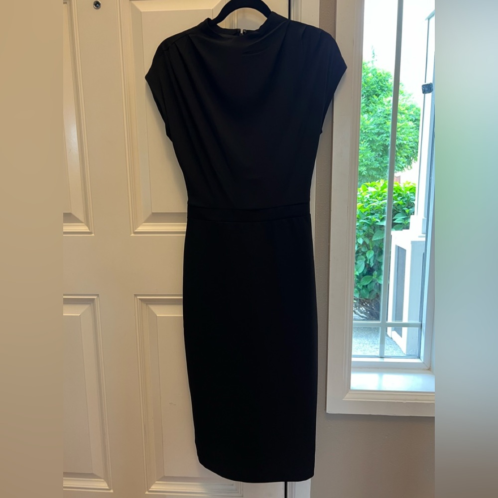 Black Express sheath dress with cap sleeves